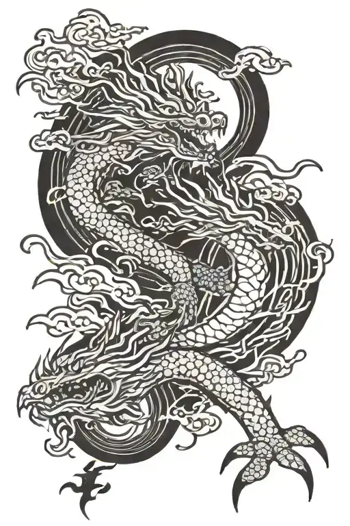 Dragon Flying Towards The Sun Rays