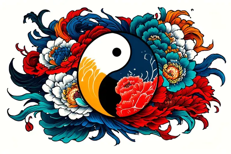 Banner With All 7 Ajah Colors And A Ying Yang Symbol