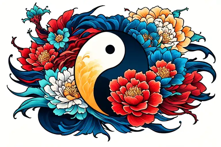 Banner With All 7 Ajah Colors And A Ying Yang Symbol