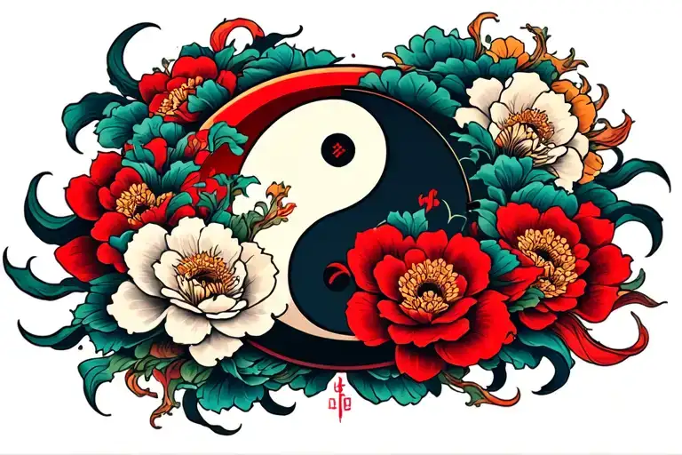 Banner Scroll Across Arm With Ying Yang Symbol