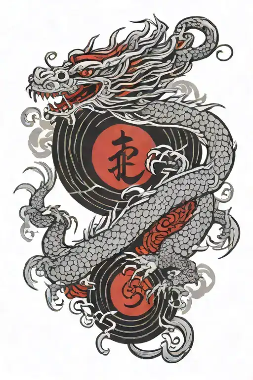 Japanese Dragon Mix Red With Black Grey Colour