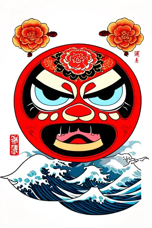 Daruma Doll And Wave