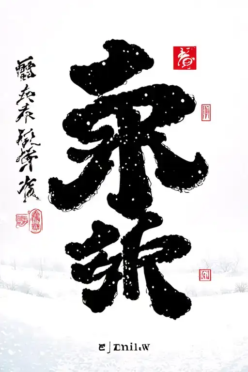 The Words Emilia W Written In Japanese Behind A Snowy Background