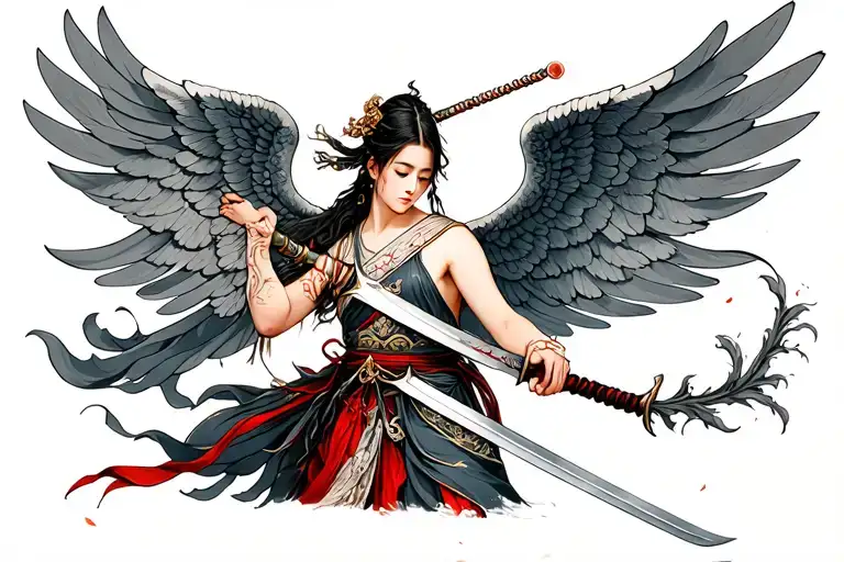 Realistic Angel Holding A Sword