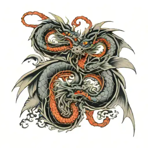 2 Dragons Wrapping Round Each Other Forearm