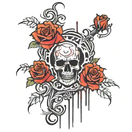 Red Roses Dripping In Blood On The Name Analeigh
