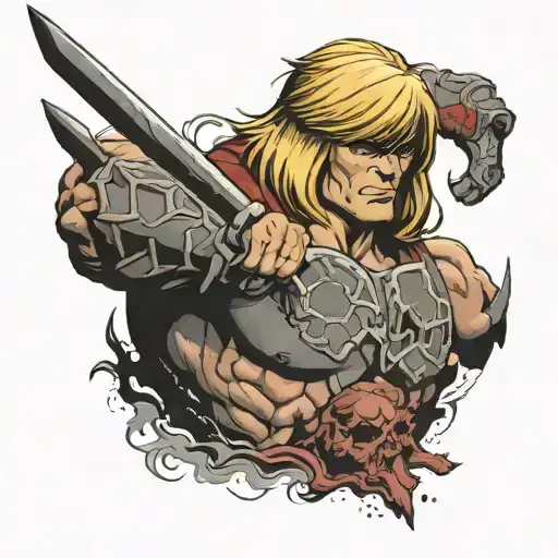 He-man Tattoo Arm Sleeve By The Power Of Grey Skull