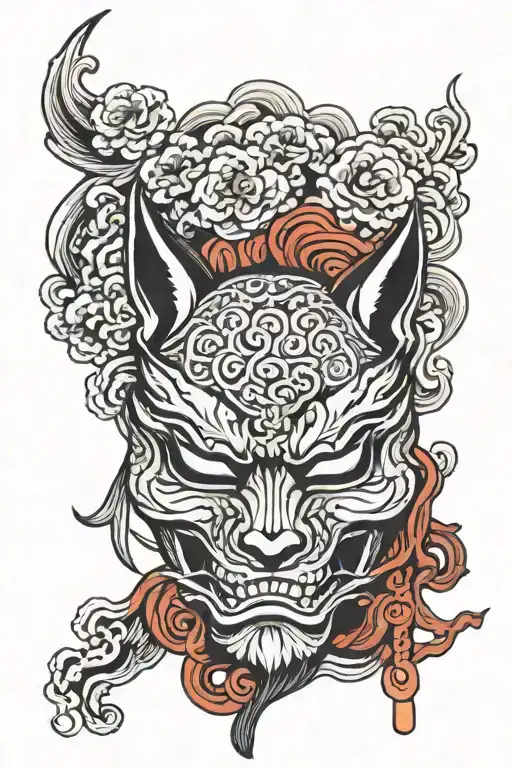 Japan Cloud Kitsune Mask Ninja Yakuza