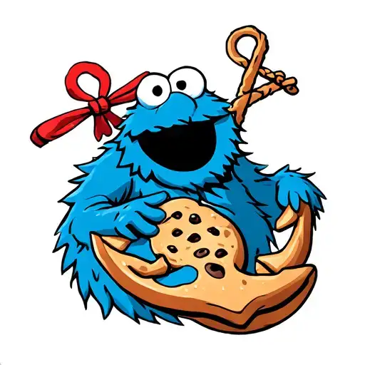 Cookie Monster With An Anchor Intertwined Representing The Client's