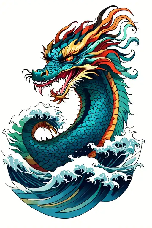 Dragon And Waves