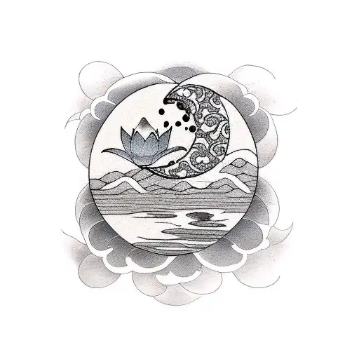 Water Lily And The Moon