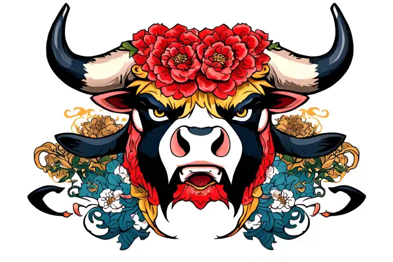 Single Mad Bull Face