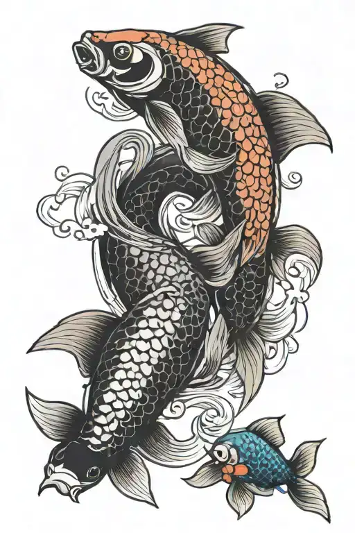 Carpe Koi Fish Yin Yang