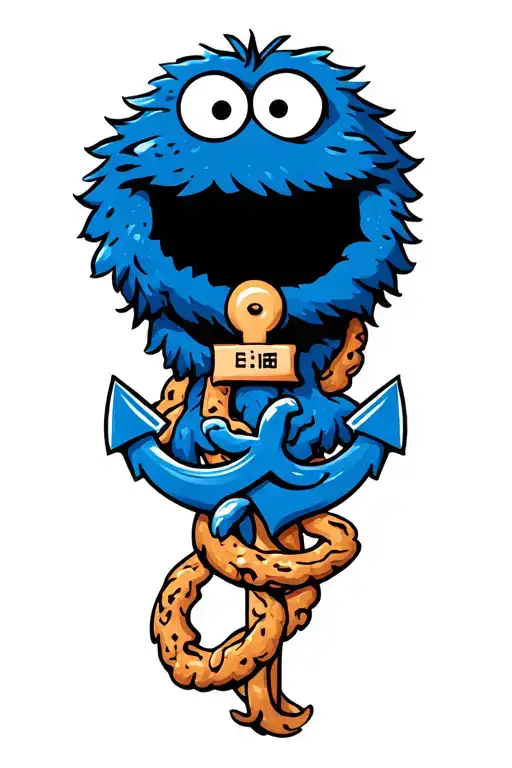 Cookie Monster With An Anchor Intertwined