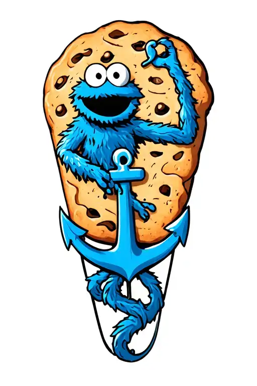 Cookie Monster With An Anchor Intertwined