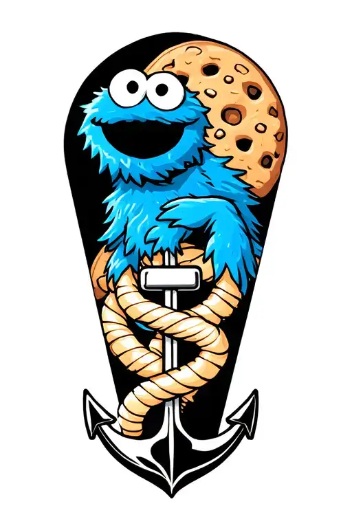 Cookie Monster With An Anchor Intertwined