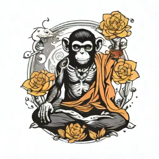 Yoga Punk Monkey Lotus Position Levitating With Universe