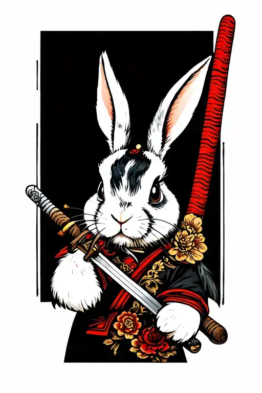 Rabbit Stabbed By Katana Sword
