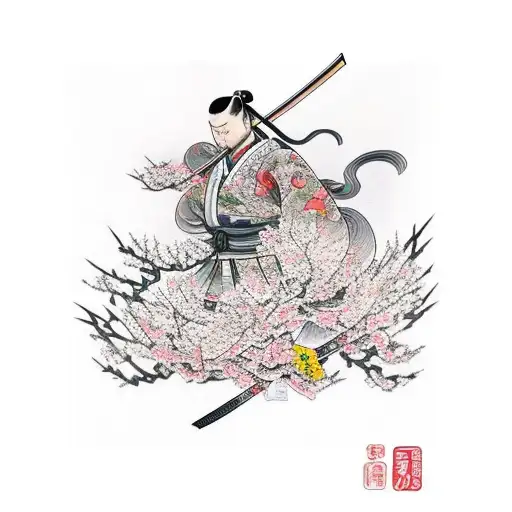 Katana Surrounded By Cherry Blossoms