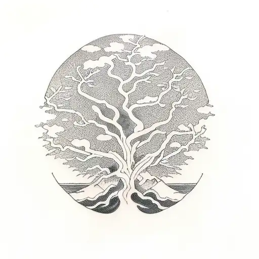 Minimalistic Yggdrasil Tree With Branches