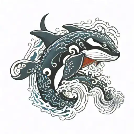 Uzumaki Spiral With Orcas Swimming