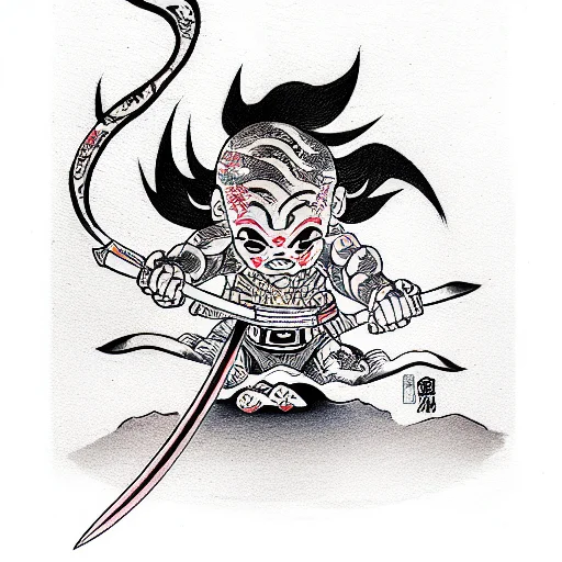 Portrait Of Kid Buu Using A Katana