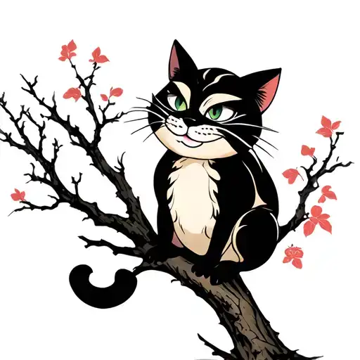 Happy Cheshire Cat In A Tree