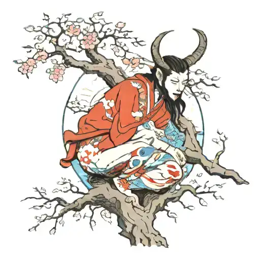 Faun And A Tree Growing