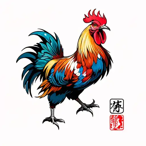 Rooster Jumping With Claws Out In A Fighting Pose