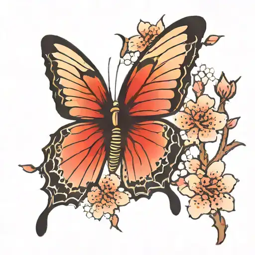 Butterfly With Cherry Blossom Wings