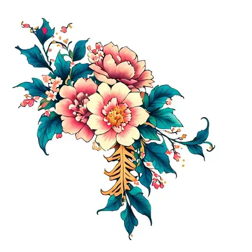 Spine Tattoo With Flowers