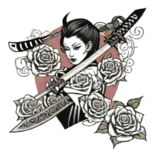 Katana And Roses