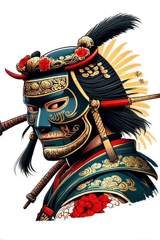 Only Mask With Samurai Warrior