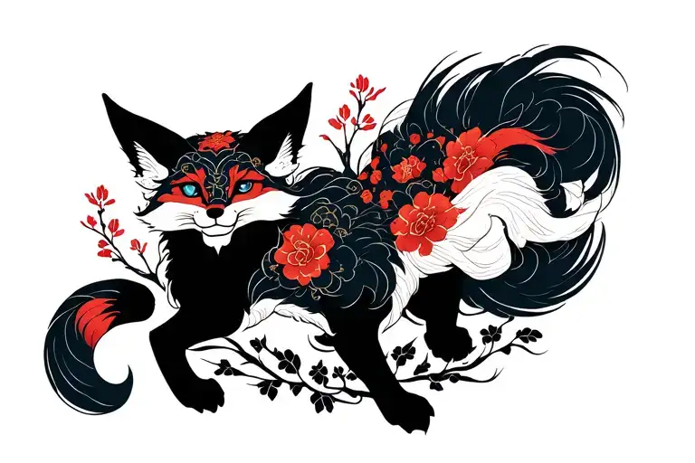 Dark Kitsune Fox Surrounded