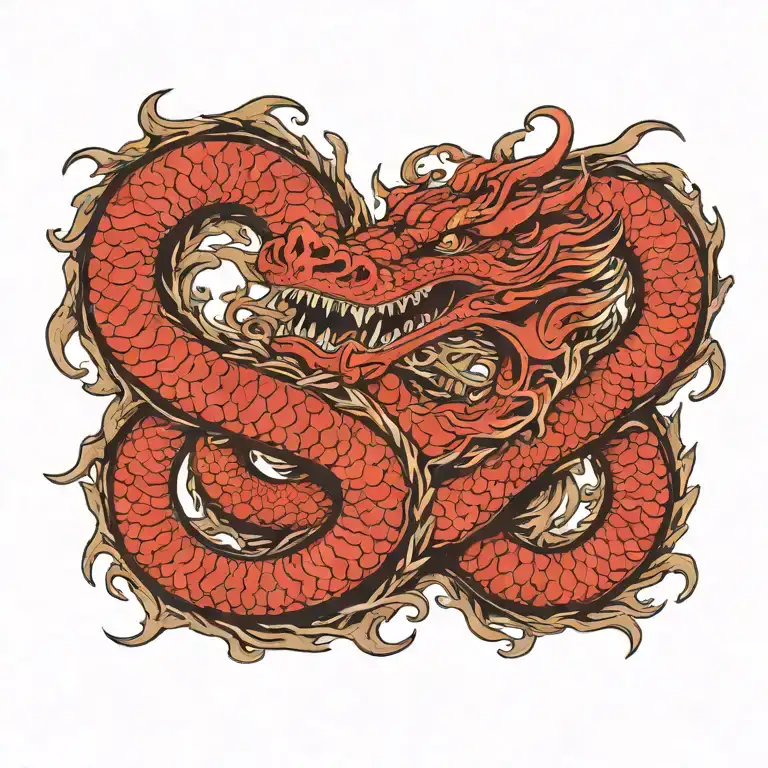 Circular Red Dragon Ouroboros Dragon Eating Itself