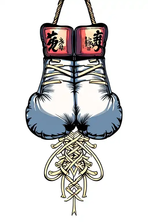 Long Laced Boxing Gloves Hanging