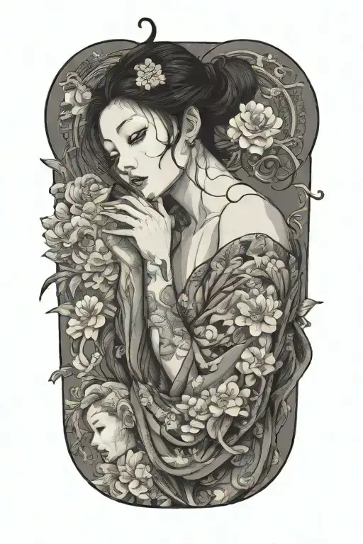 Sexy Nude Woman Blooding Coming From Her Eyes