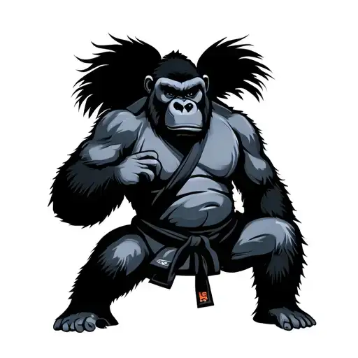 Judo Gorilla Wearing A Black Belt