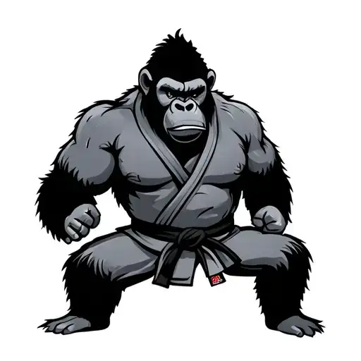 Judo Gorilla Wearing A Black Belt