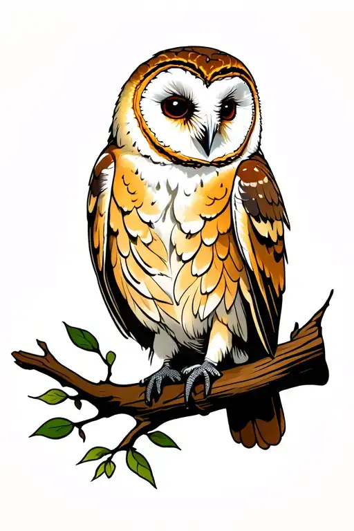 Playful Barn Owl Perched On A Branch