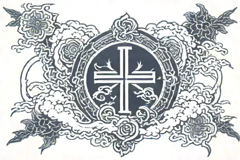 Make Me A Cross Tattoo With The Sun Rising And The Bottom Of The Cross Have A More Samurai Bottom