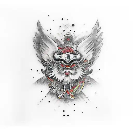 Man With Wing And A Phonex On Other Hand