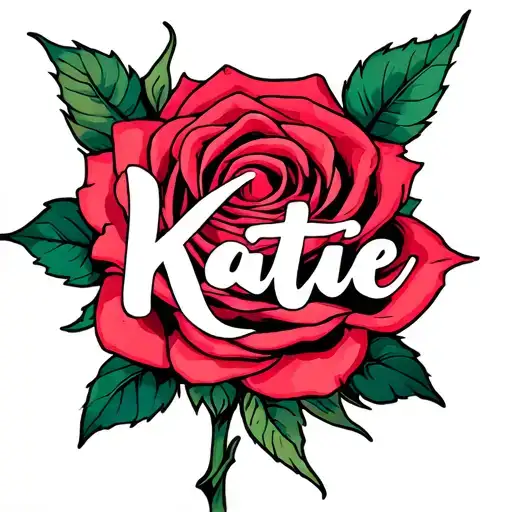 Rose With The Name Katie Inside The Rose Intertwined