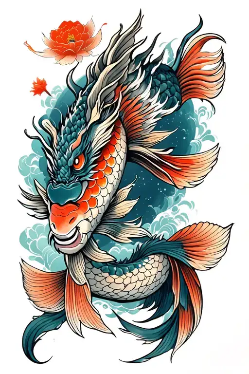 Koi Fish Dragon Buddha Spaceman