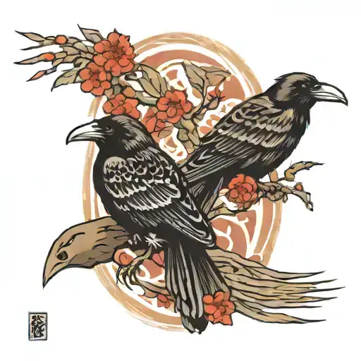 Odens Ravens Huginn And Muninn