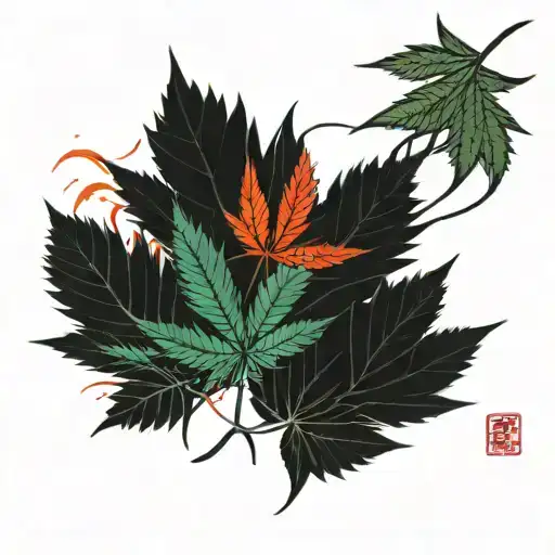 Wind Bars And Cannabis Leaves Falling