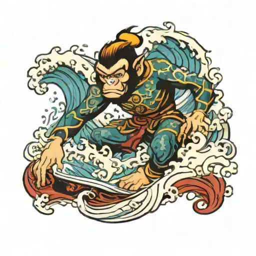 The Monkey King Surfs A Wave