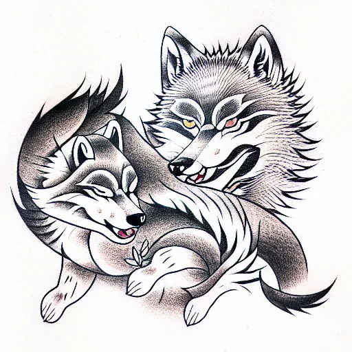 Angry Wolf And Cub