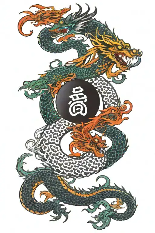 2 Dragons In A Yin Yang Symbol