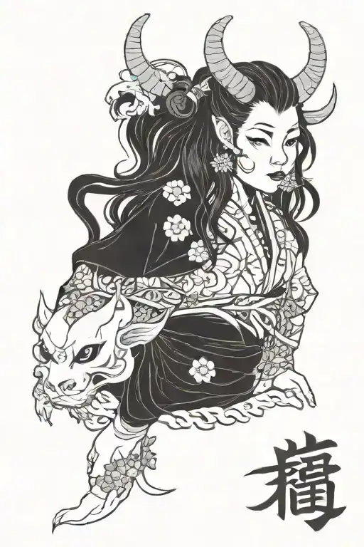 I Have A Tattoo With Demon Girl In Japanese Style Tattoo